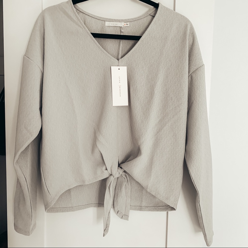 Lush NWT Light Blue/Ice Blue Long Sleeve Blouse